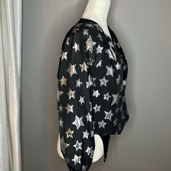 Lovers + Friends metallic star black bodysuit size XS - Picture 6 of 11